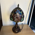 Vintage Tiffany Style Table Lamp Stained Rose Shade Stained Glass 12 Inches