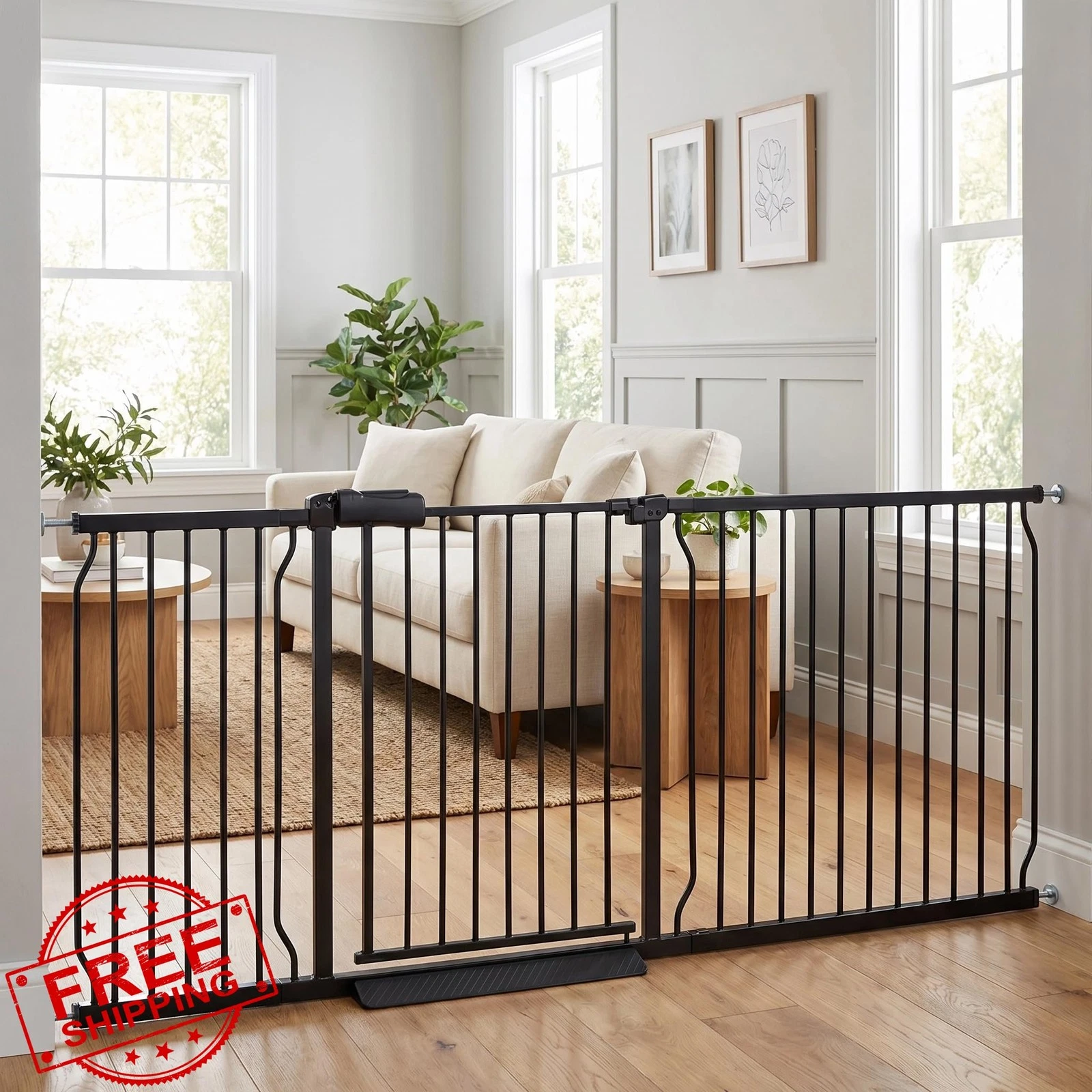 Vothco Baby Gates Extra Wide 71.5-76.4 Inch Large Baby Gates for Stairs Tensi...