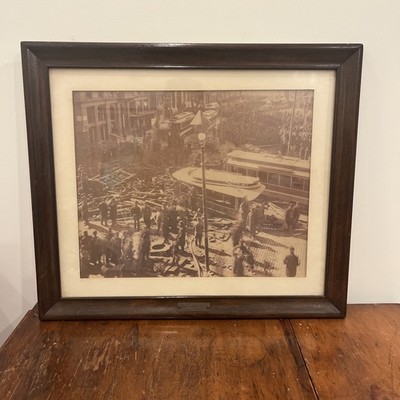 Antique Boston MA 1897 Historic Boylston St Explosion Original Photograph Framed