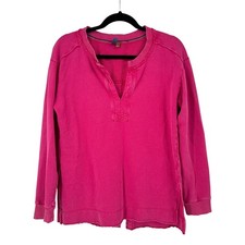 Pilcro Small Pink V Neck Long Sleeve Sweatshirt Pullover Top Antho Sunwash