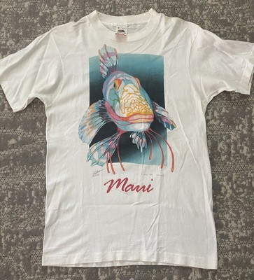 Vintage 1984 Maui Tropical Fish Shirt Medium Souvenir VTG 80s