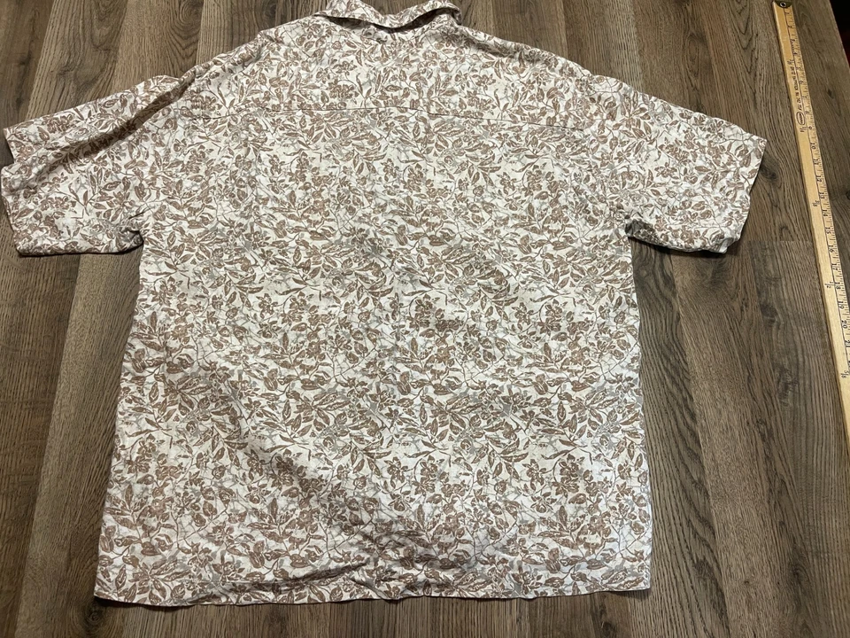 Dockers Shirt, Men's Size Large, Brown Tan Grey, Floral, Short Sleeve, Button Up - Image 2 of 4