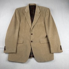 Lauren Ralph Lauren Men Corduroy Blazer Tan 44L Paisley Lined Jacket Wood Button