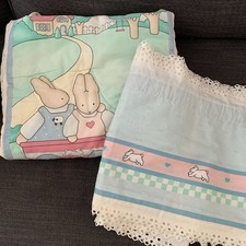 VTG 90s Daisy Kingdom Honey Bunny Crib Comforter With Valance