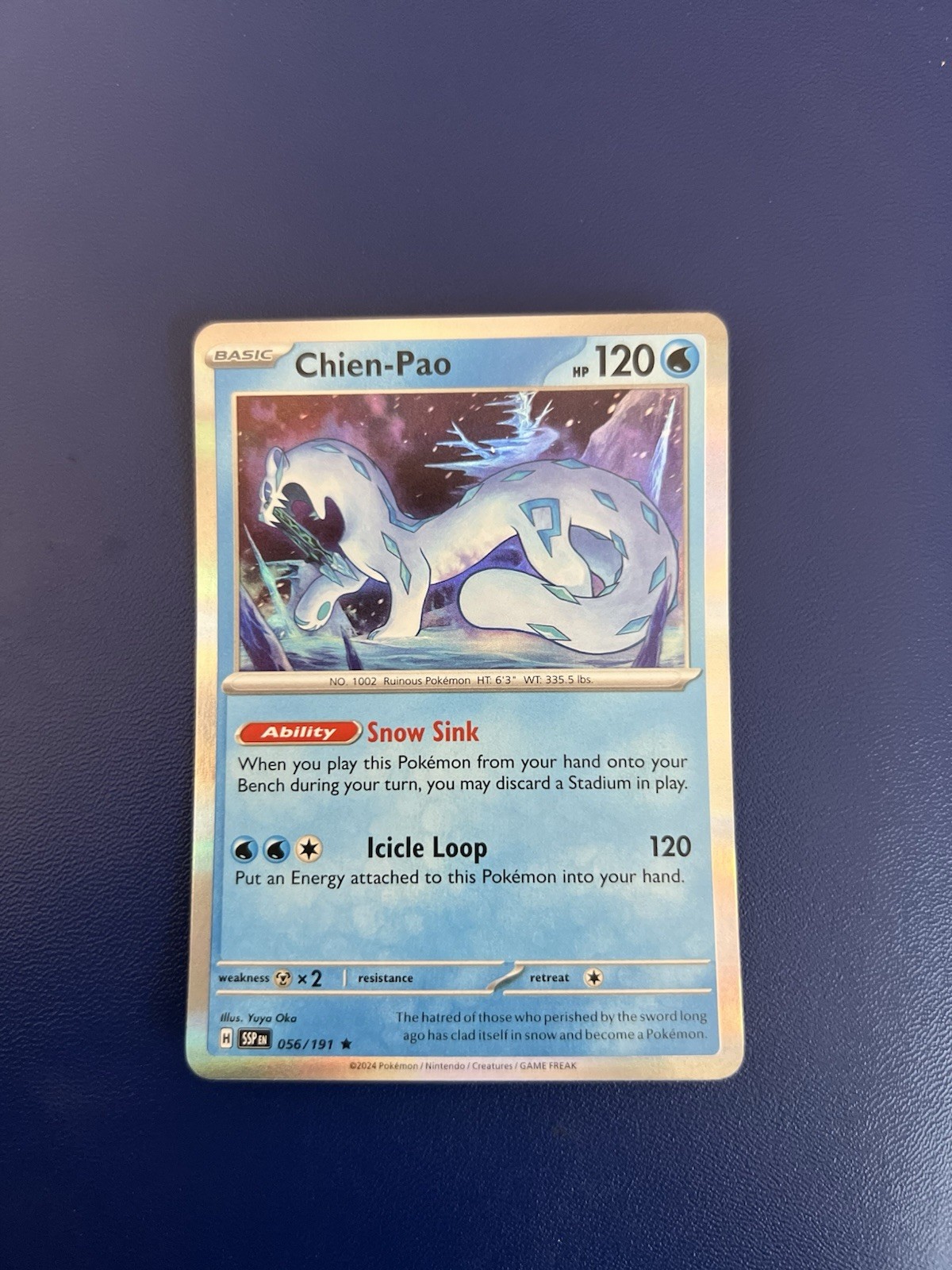 Pokemon TCG Chien-Pao 056/191 Sv08: Surging Sparks Holo Rare Card EN-LP 2024