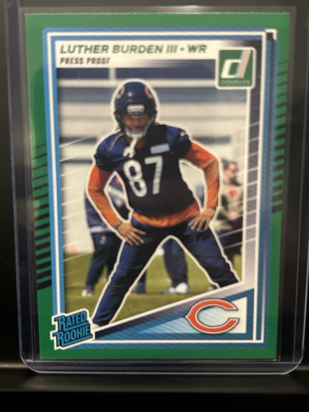 2025 Panini Donruss - Rated Rookie Luther Burden #395 Press Proof Green (RC)