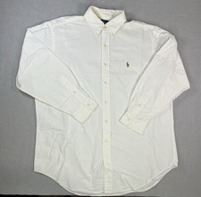 Ralph Lauren Button Down White Men L Long Sleeve Yarmouth Oxford Full Color Pony