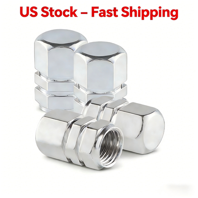#ad #ad 4PCS Aluminum Tire Valve Stem Caps Hexagon Metal Wheel Air Pressure Caps for Car $2.99