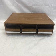 Cassette Tape Case Storage Box Faux Wood Holds 42 Tapes In Their Case.