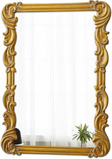Antique Gold Wall Mirror 30x21" - Vintage Wooden Frame for Any Room