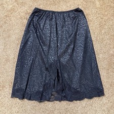 Vintage Black Lace Trim Slip Skirt Size Small