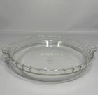Vintage Pyrex Pie Plate 9 1/2" Fluted Handles Clear Glass #229 Scalloped edges