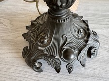 Vintage Art Nouveau Boudoir Table Lamp, Ornate Metal Base, No Shade