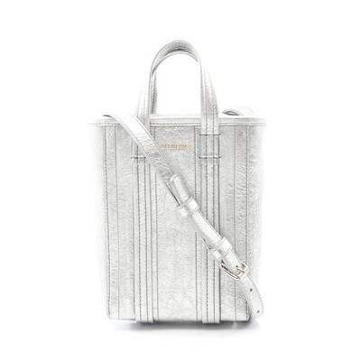 【Bag】BALENCIAGA Verb Phone Holder Shoulder Bag Leather Silver 2WAY Balenciaga