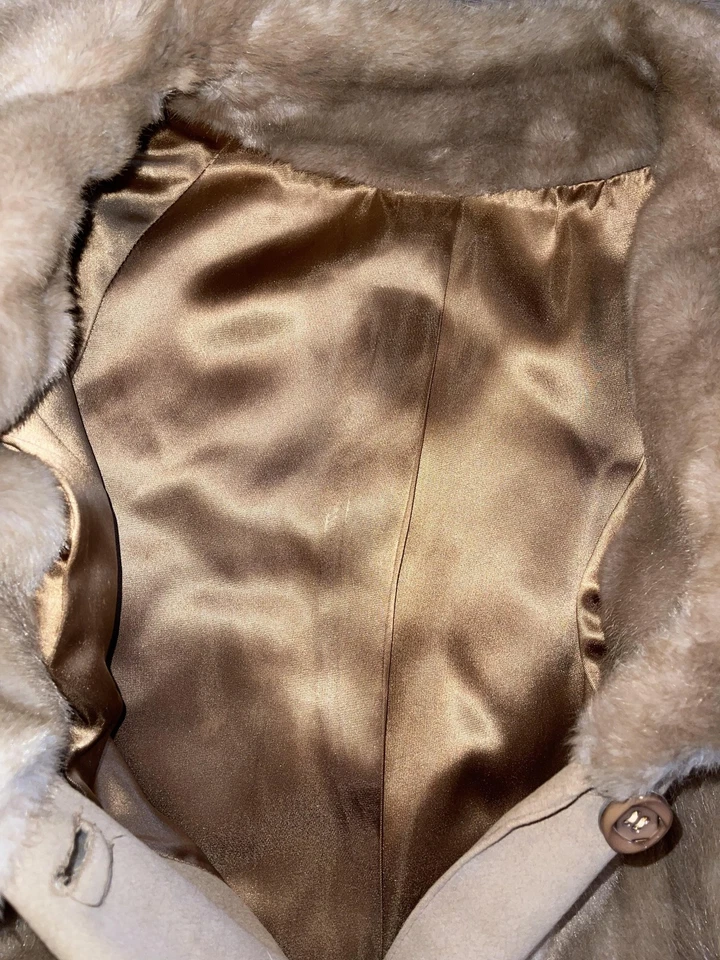 Abrigo de piel sintética vintage Tissavel para mujer mediano con cinturón largo Francia Furrage años 70 Foto 4 de 4