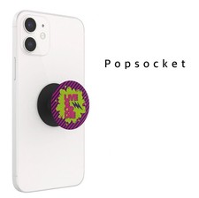 PopSockets PopGrip Poignée et Support Téléphone Rose Noir Rayures Or Live Q or Die Ne
