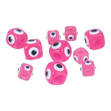 12mm/16mm Evil Eye Beads, 10 Pcs Turkish Evil Eye Charm Large Hole, Dark Pink