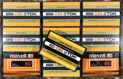 TDK  Audua C60 Maxell LN-60 Used Cassette Tape Lot 10 Vintage 70s Clean