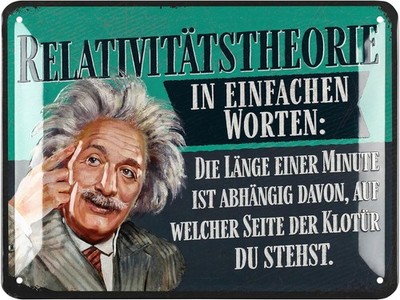 LANOLU Retro Blechschild - RELATIVITÄTSTHEORIE in einfachen Worten Poster aus 