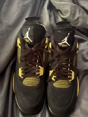 Jordan Air Jordan 4 Mid Top Lace Up Black/Yellow Men's Athletic Sneakers