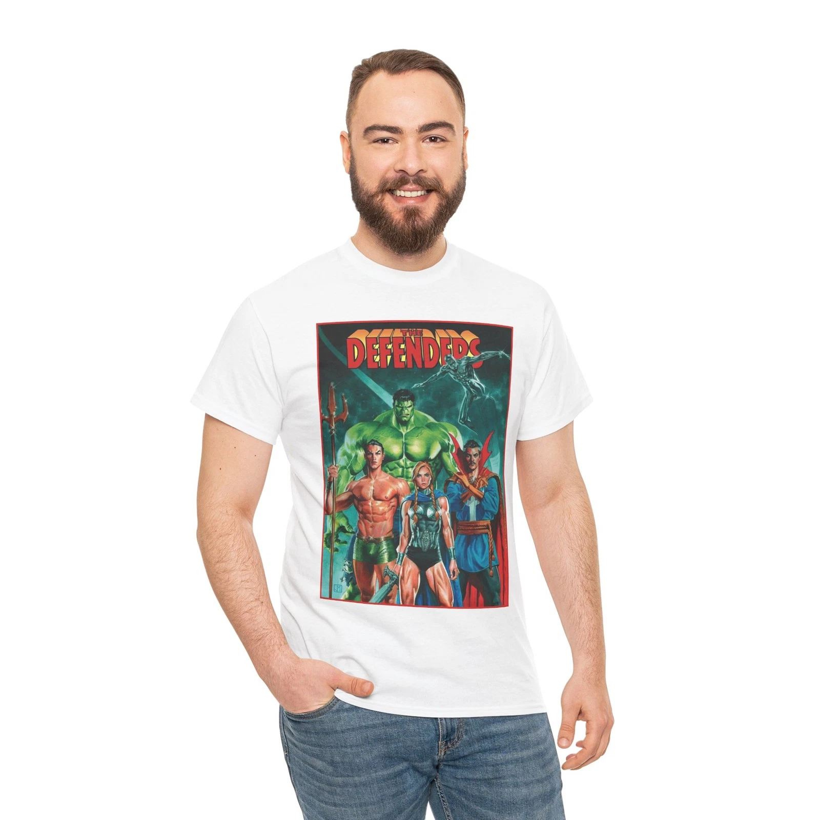 Defenders T-Shirt - Dr Strange, Valkyrie, Hulk, Namor, Silver Surfer - Marvel
