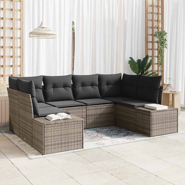 Garten Sofa Set Set Von 6 Grau Rattan Garten Sofa Set-image