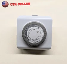 Dual Outlet 30 minutes to 24H Heavy Duty Mechanical Timer 3-Prong Indoor