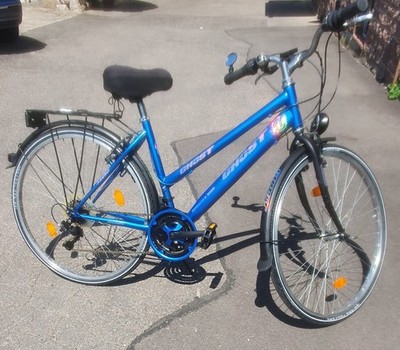 GHOST fahrrad, Blau-Metallic, 18 Gänge, Display, Spiegel, Klingel