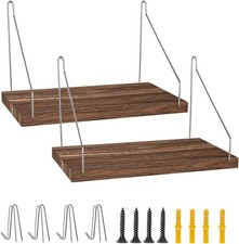 Wooden Fabric Cubicle Wall Shelf Organizer with Hooks Office Accessories 2 Pack