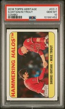 2018 TOPPS HERITAGE COMBO CARDS #CC-1 MIKE TROUT/SHOHEI OHTANI PSA 10