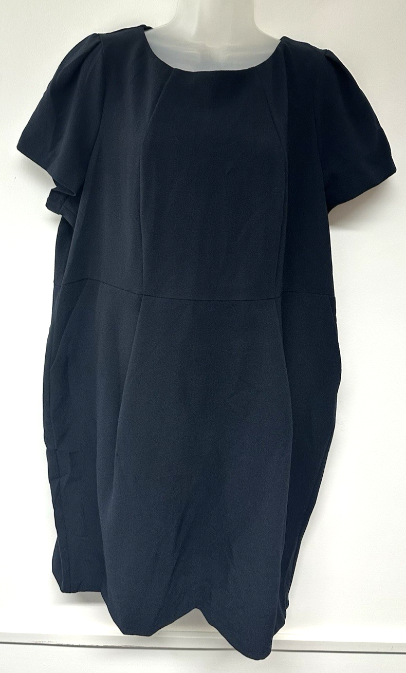 New! M&S Marks & Spencer UK24 navy blue crepe shift dress with stretch
