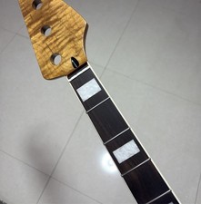 Roasted flame maple J Bass Guitar Neck 20Fret Rosewood block inlay part
