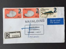 MAURITIUS 1976 35c x 2 + 1r ON CUREPIPE ROAD REGISTERED COVER TO KENT