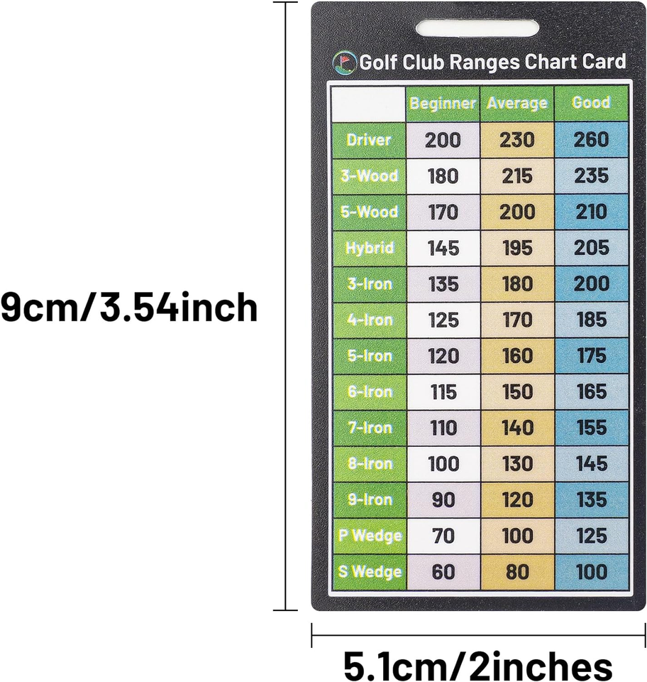 Golf Club Range Chart Card, Golf Club Distance Card, Golf Yardage Book