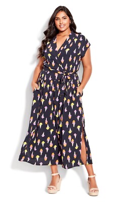 LORALETTE Havana Maxi Dress Black Ice Cream Print size 18/20 | eBay