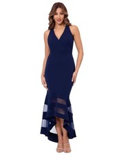 XSCAPE Women's Sleeveless High-Low Midi Dress Navy Size 4 $179
