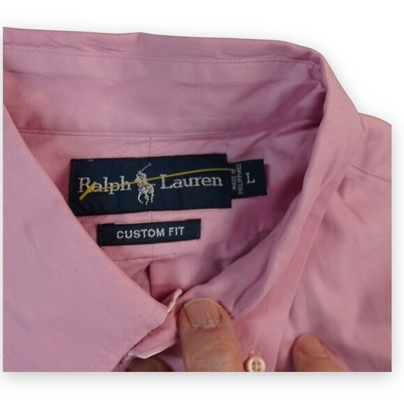 Camicia Ralph Lauren vintage uomo grande rosa polsino rovesciato vestibilità personalizzata preppy pony hit