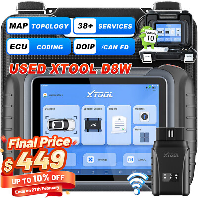 XTOOL D8W Wireless OBD2 Scanner Full System Diagnostic Tool Topology E.CU Coding