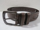 Columbia Brown Leather Belt Mens Size 32 Brass Tone Buckle New