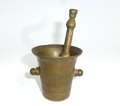 #ad Small mortar with pestle about 1880 bronze beautiful sound $168.62