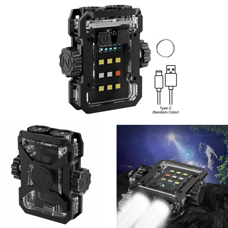 MINI Pocket LED Flashlight Keychain Magnetic Lamp 360° Rotating Torch USB Charge