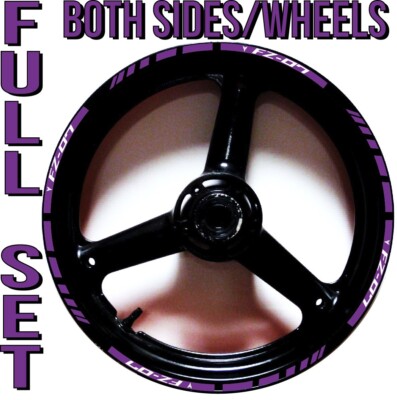 REFLECTIVE PURPLE WHITE GP RIM STRIPES WHEEL DECALS TAPE STICKERS - YAMAHA FZ-07