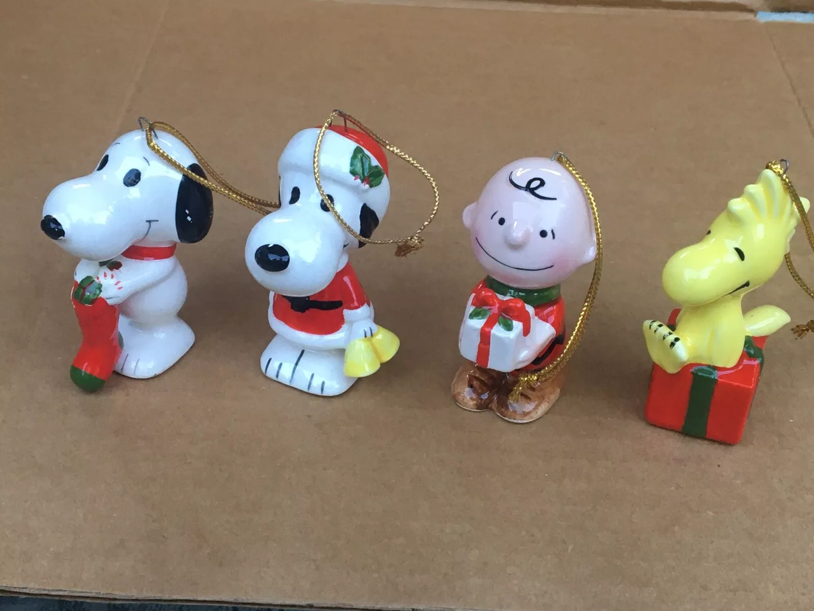 Vintage Peanuts Snoopy Charlie Brown Ceramic Christmas Ornaments