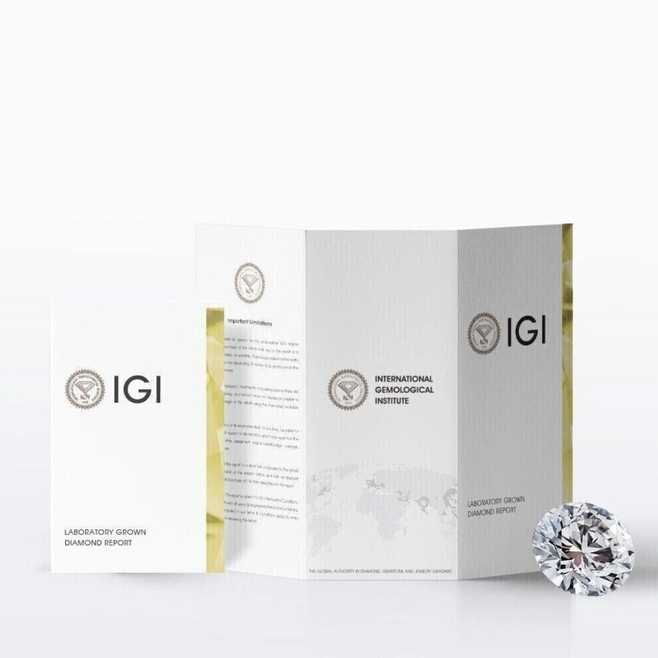 2Ct D VS1 Diamond Engagement Rings IGI Certified Round Lab Grown 18K White Gold - Image 4 of 4