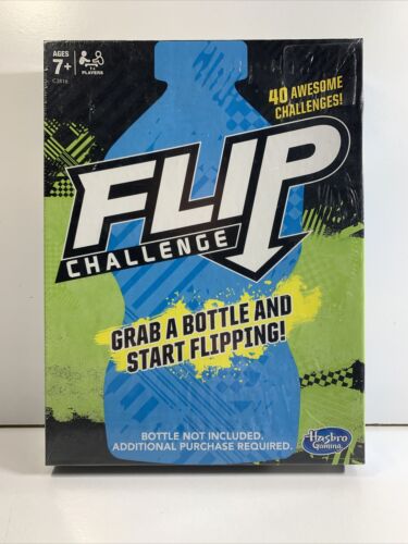 Flip Challenge Bottle Flipping Game 40 Challenges Targets Cards Hasbro Age 7+  - Picture 1 of 4