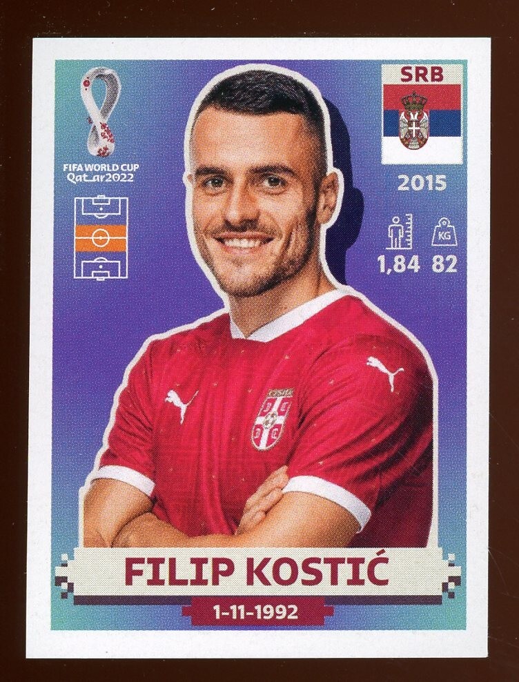 2022 Fifa World Cup Panini Sticker Qatar FILIP KOSTIC Serbia SRB10