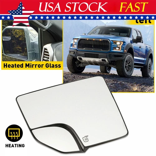 Mirror Glass Fits 2015-2020 Ford F150 Pickup Driver Side Spotter Glass with Base