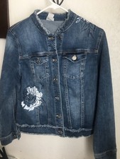 Chicos Women Denim Jacket Botanic Indigo Size 0 New