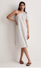 Madewell $90 Womens Seersucker One-Shoulder Midi Dress Stripe Size S NJ887