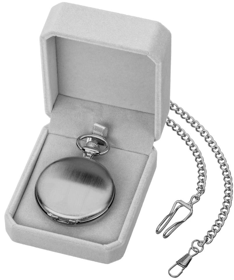 Eichmüller Savonnette Quartz Taschenuhr aufklappbar mit Karabiner Kette und Box - Bild 3 von 3